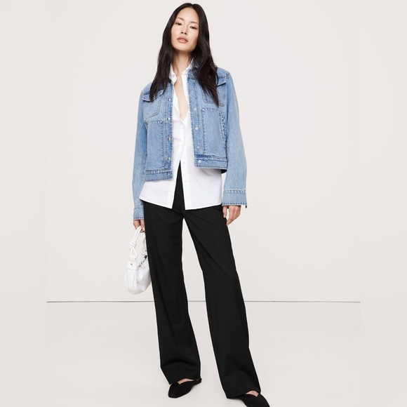 Banana Republic High Rise Modern Straight Siena Wool Italian Black Pant Sz 4. - Picture 1 of 8